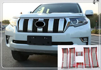 

For Toyota Prado FJ150 J150 2018 Car styling Exterior Accessories ABS Chrome Front Center Grill Grid Grille Cover 6*