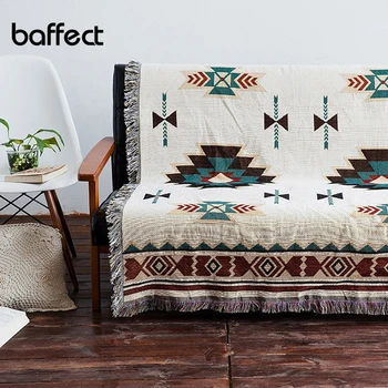 

European Geometry Throw Blanket Sofa Decorative Slipcover Cobertor on Sofa/Beds/Plane Travel Plaid Non-slip Stitching Blankets