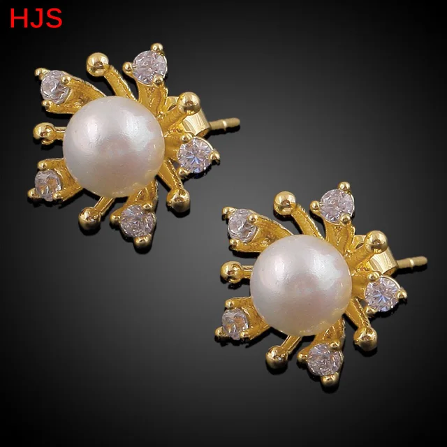 Ethiopian Design Pearl Stud Earrings For S 18k Real Gold Plated Ethiopian Design Pearl Stud Earrings For S 18k Real Gold Plated Women Jewelry