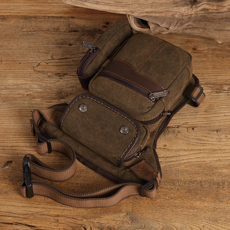 Norbinus الرجال قماش/نايلون قطرة الساق فاني حقيبة عارضة هوب بوم الفخذ الحقيبة دراجة نارية ركوب Crossbody حقيبة السفر حزام الخصر حزمة