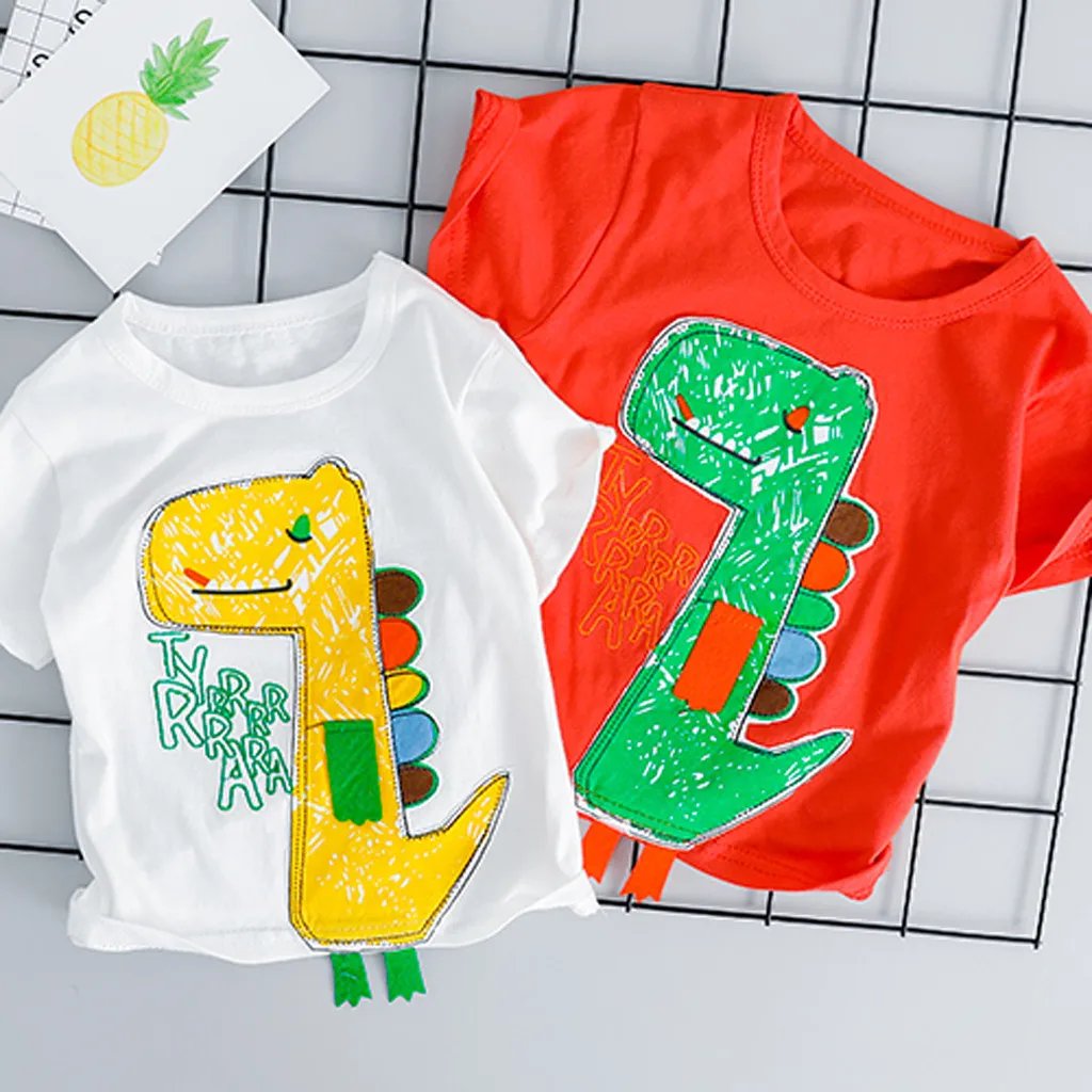 Топы с динозавром для маленьких мальчиков; футболка; короткие штаны в стиле пэчворк; повседневная одежда; Одежда для новорожденных; ropa para