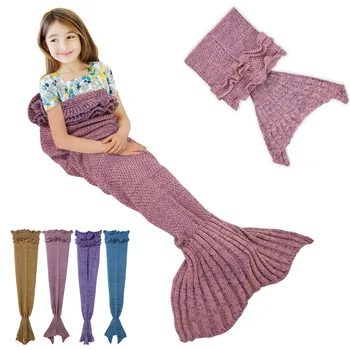

2017 Hot High quality Household Children Lace Edge Blanket Mermaid Tail Sleeping bag Blanket Sofa Blanket Wholesale Spot