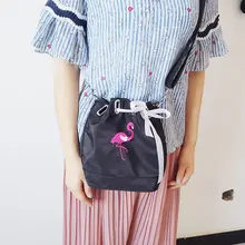 Модные женские водонепроницаемые нейлоновые мини-сумка-мешок с лентой фламинго, сумки через плечо PO66