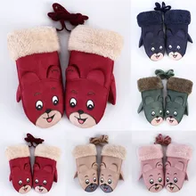 Winter children cotton gloves girl boy cartoon stitching color all-inclusive finger winter new warm gloves warm
