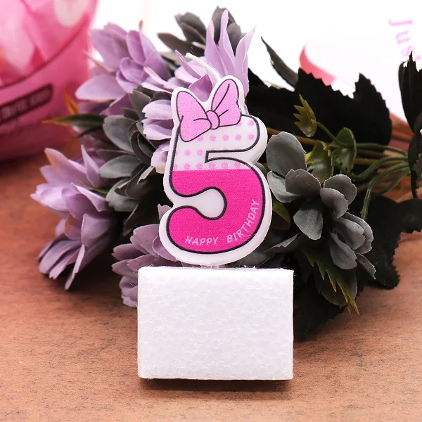 День рождения торт украшение номер 0-9 украшение на детский день рождения свечи День святого Валентина романтический розовый количество поставки - Цвет: NO.5