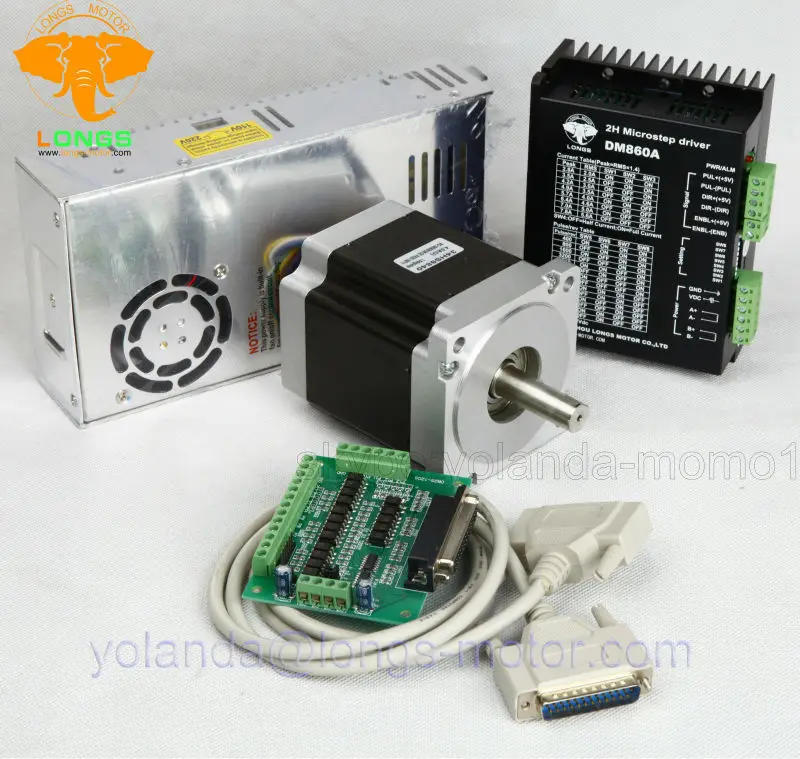 Шаговый двигатель 1 Ось Nema34 34HST9805-37B2 2A 878oz. В драйвере DM860A мощный ЧПУ маршрутизатор