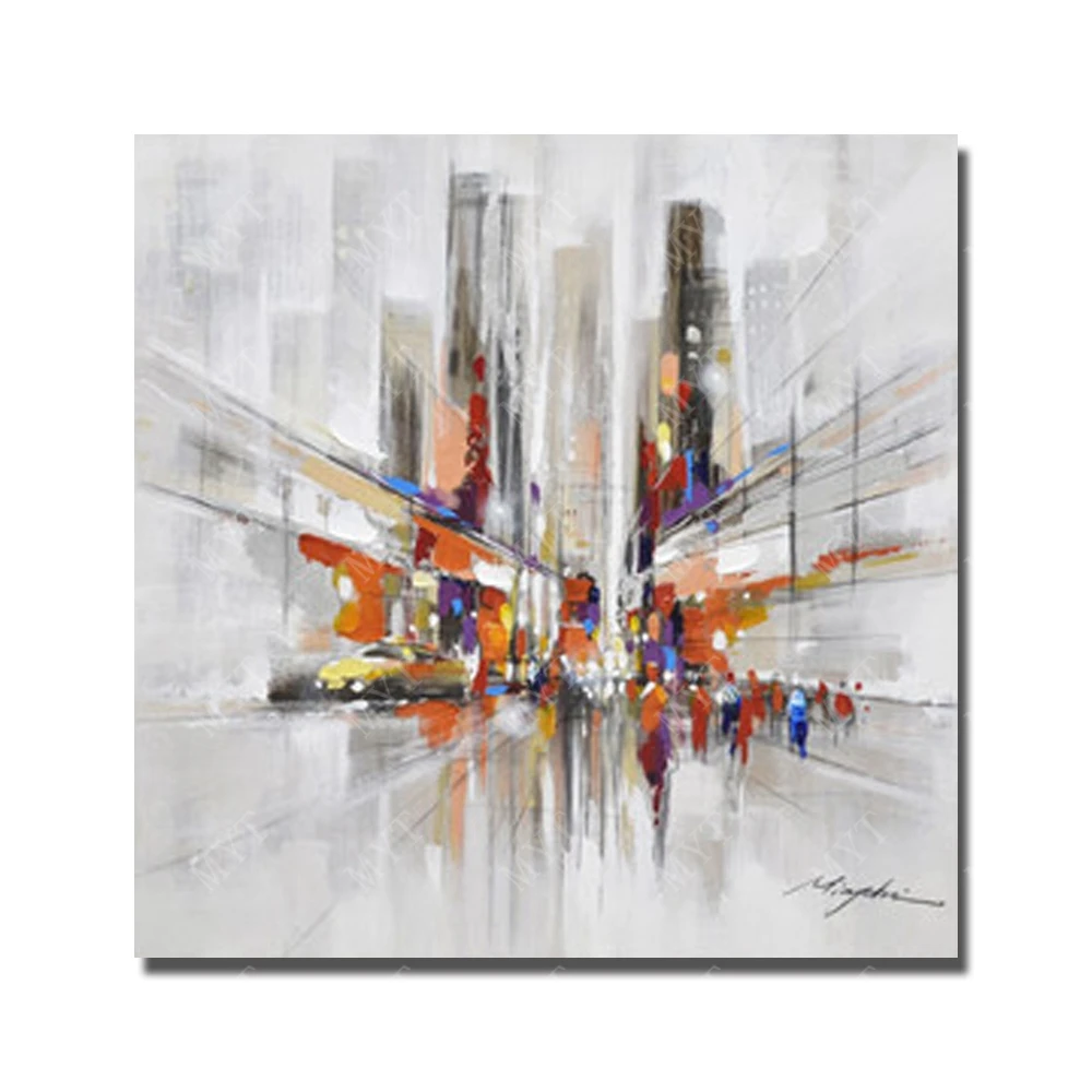 hand painted abstract city view oil painting modern canvas art