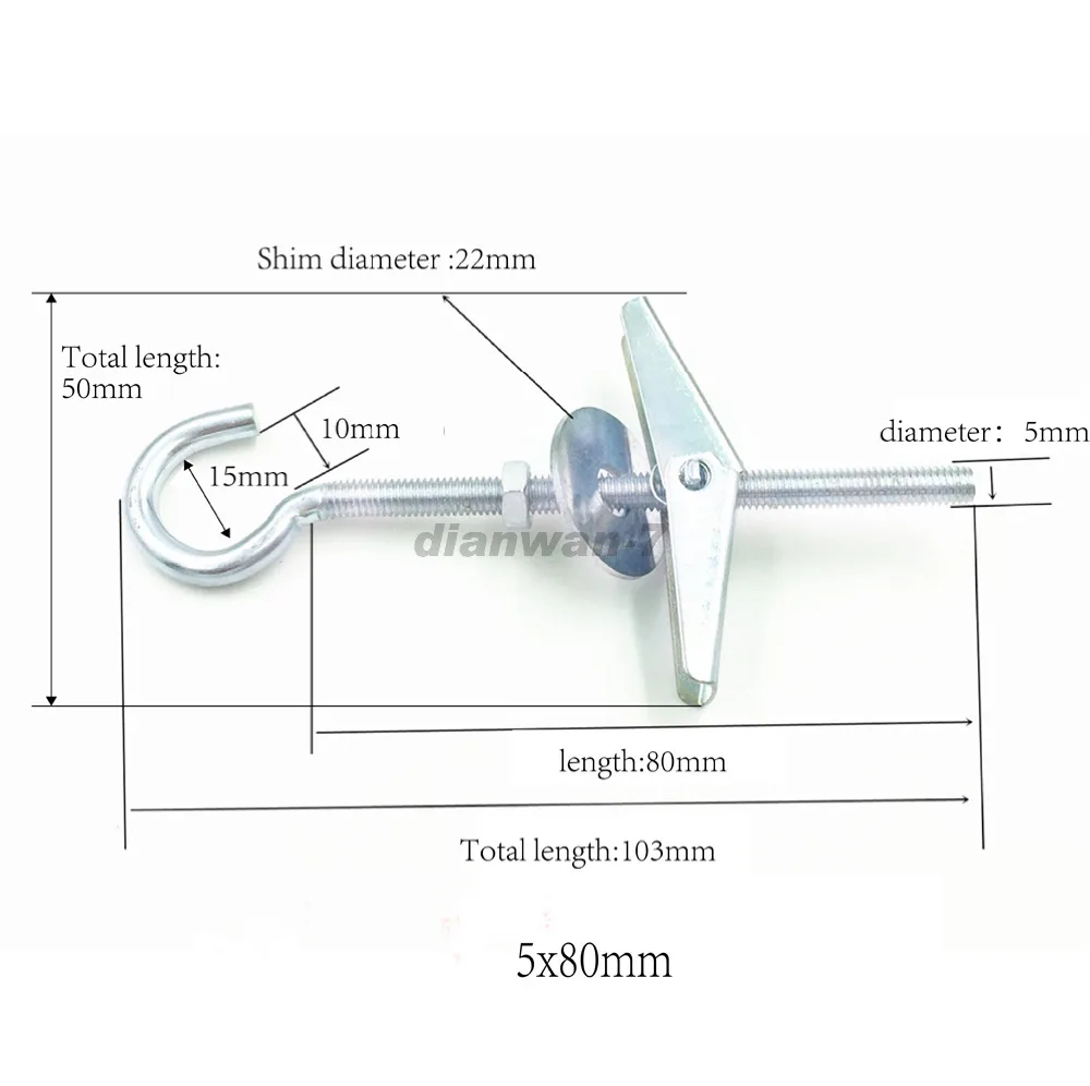 Us 5 59 35 Off M5 Carbon Steel Plasterboard Ceiling Wall Spring Toggle Hook Bolts Hanger Spring Toggle Bolts With Threaded Hooks 3 Pcs In Hooks