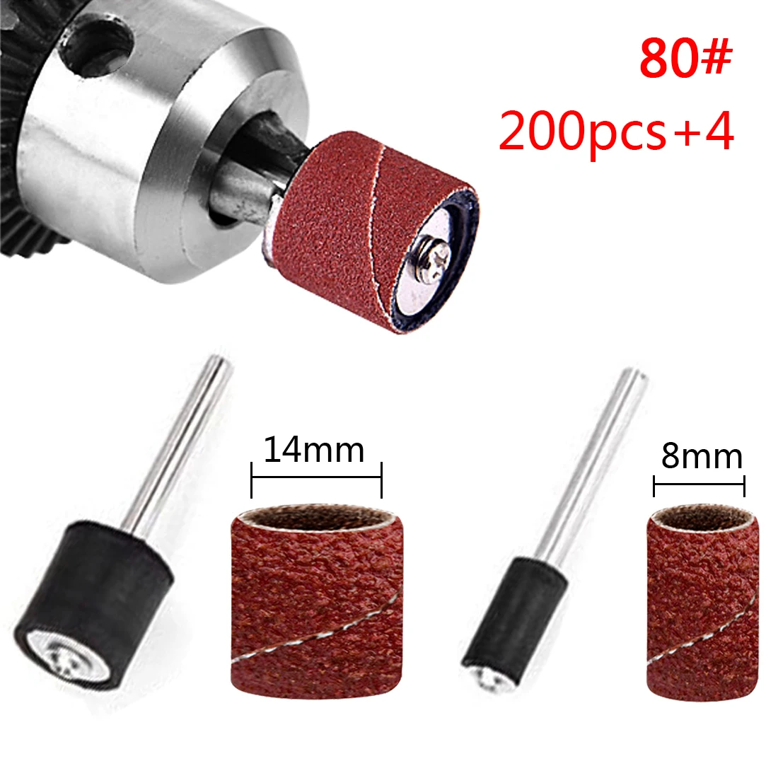 8CM+14CM Drum Sanding Kit With 4Pcs Band Mandrel For Dremel Nail Drill