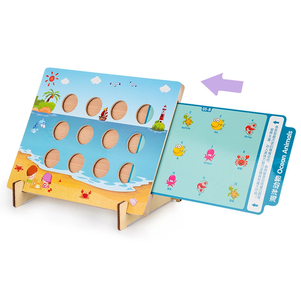 Wooden Memory and Learning Board Game - Preschool Learning Educational Toy - Colorful Matching Memory Activity Games