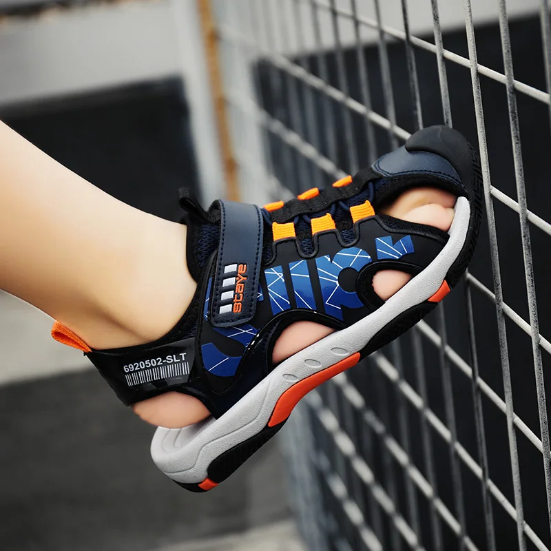 European size 28~38 Children summer shoes Boys sandals cut-outs child beach sandals Kids canvas rain breathable flats shoes 