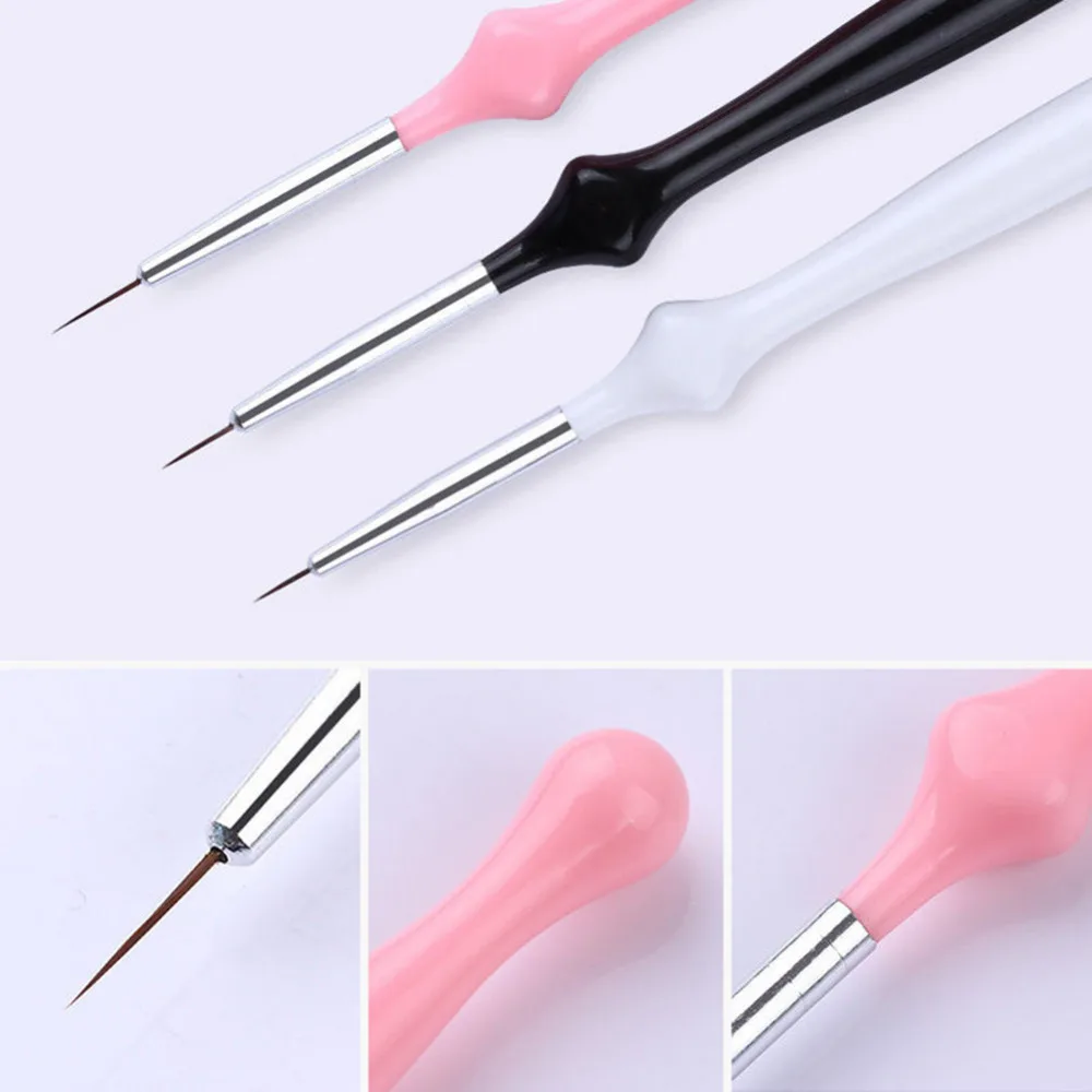 3pcs/set Nail Tools Tiny Fine Line Nail Art Brush Gel Polish Painting