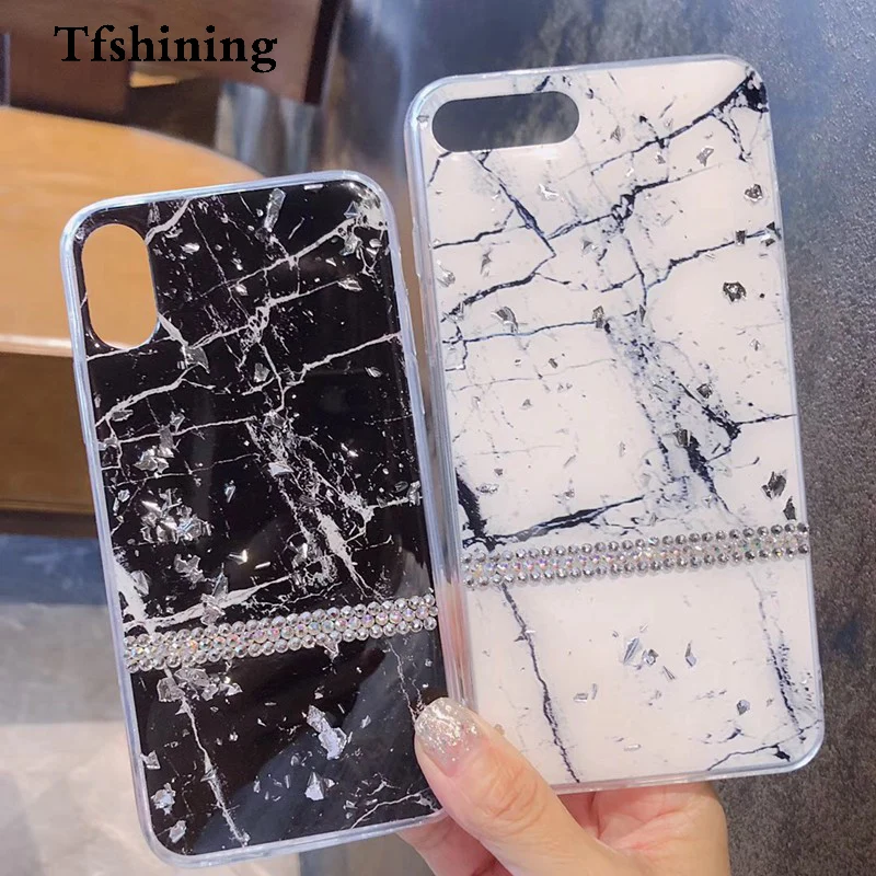 

Tfshining Luxury Gold Foil Bling Marble Phone Case For iPhone X XS Max XR 7 8 6 6s Plus Soft TPU Cover Glitter Diamond Case Capa