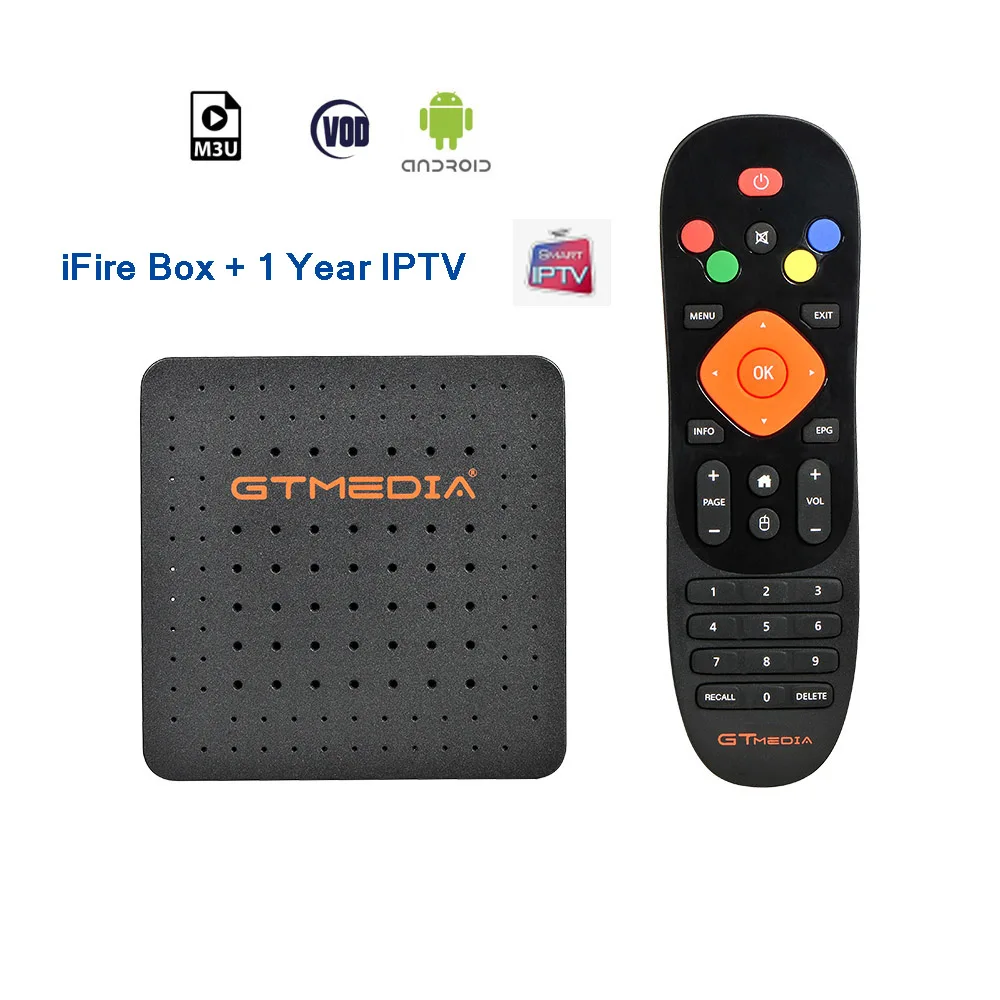 Стиль GTMedia Ifire IP tv Box Цифровая телеприставка ТВ Декодер FULL HD 1080P(H.265) встроенный wifi модуль ip tv поддержка Испания DE - Цвет: Box add 1 Year IPTV