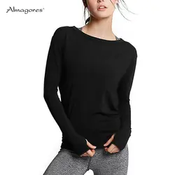 Almagores Новый Для женщин леди лето-осень рукавом Свободные топы хлопок Повседневное сорочка с низким вырезом на спине верхняя одежда футболки