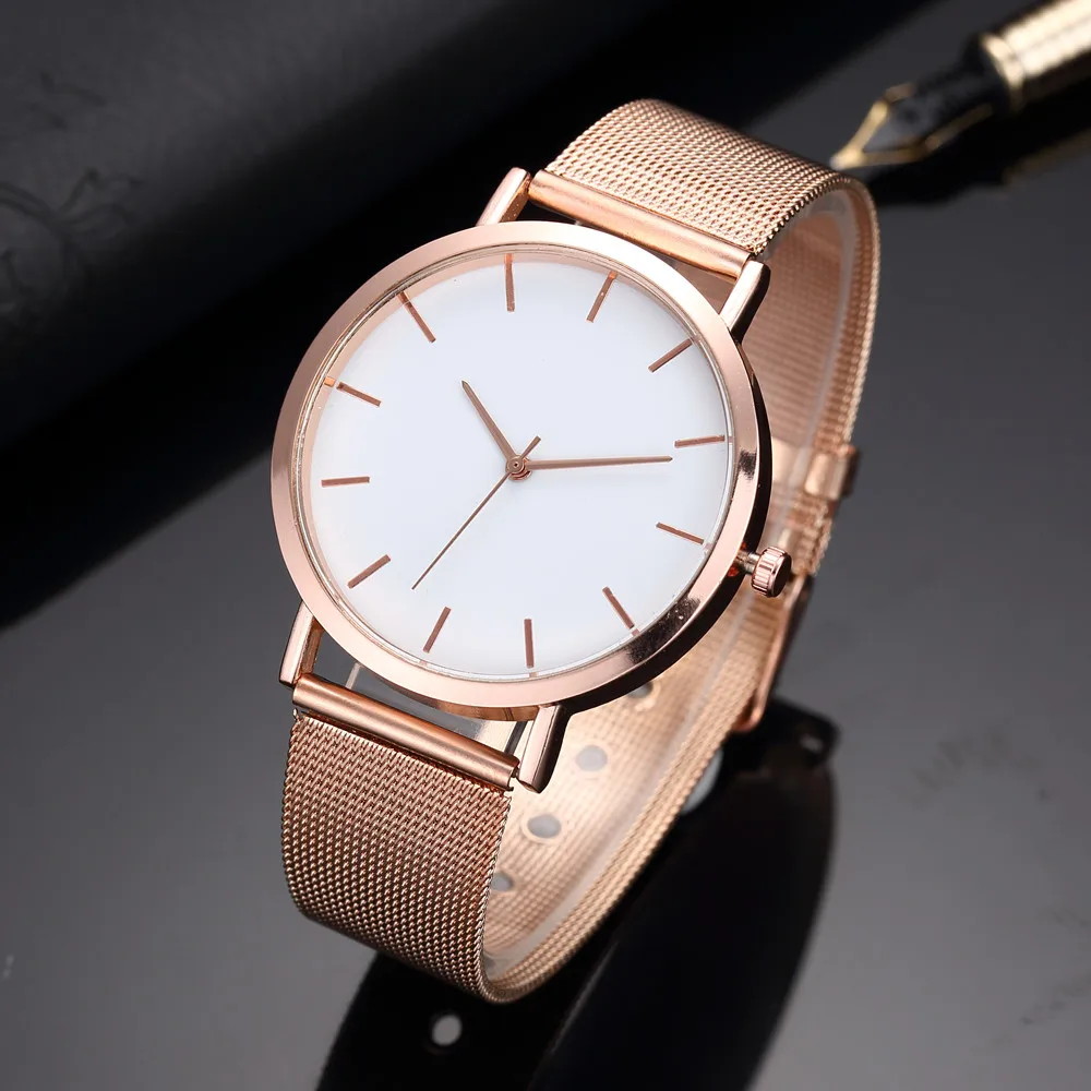 2018 New Fashion Unisex Women Ladies Rose Gold Stainless Steel Mesh