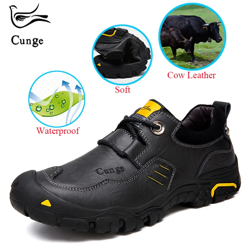 

Men Casual Walk Shoes with High Quality Genuine Cow Leather for Outdoor Tourism Waterproof Sneaker for Adult Male
