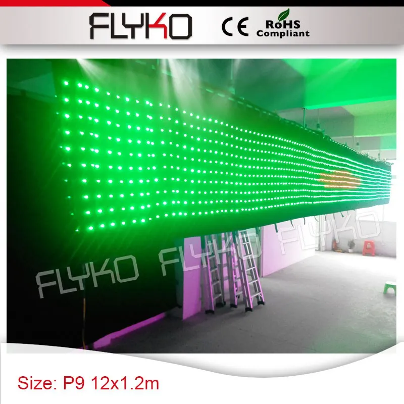 

China New Product Best Seller free shipping flexible and portable 12x1.2m p9 led video screen