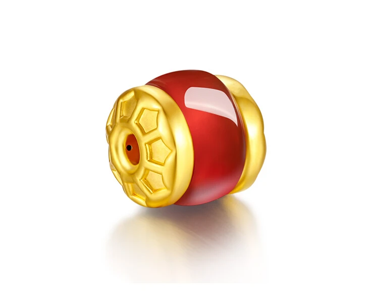 

New Arrival 24K Yellow gold and Red Loose Beads Pendant 1g
