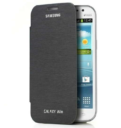 10pcs/lot gift Flip Leather Case For Samsung Galaxy Win i8552 Back Cover Battery Housing + 2x Screen Protector |