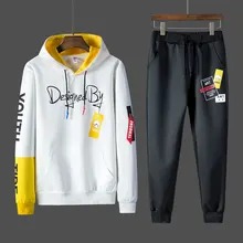 TANG большой размер L-4XL хип-хоп Спортивная одежда для мужчин s из двух частей толстовка+ брюки Спортивный комплект Повседневная Молодежная Спортивная одежда для мужчин