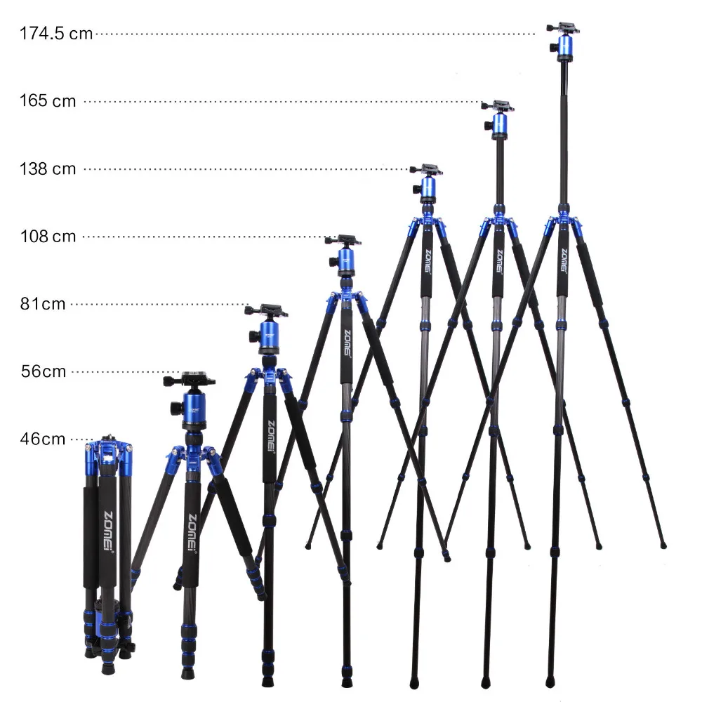 ZOMEI Z818C штатив для камеры и монопод дорожный штатив из углеродного волокна с шаровой головкой 360 градусов и сумкой для цифровой камеры SLR DSLR