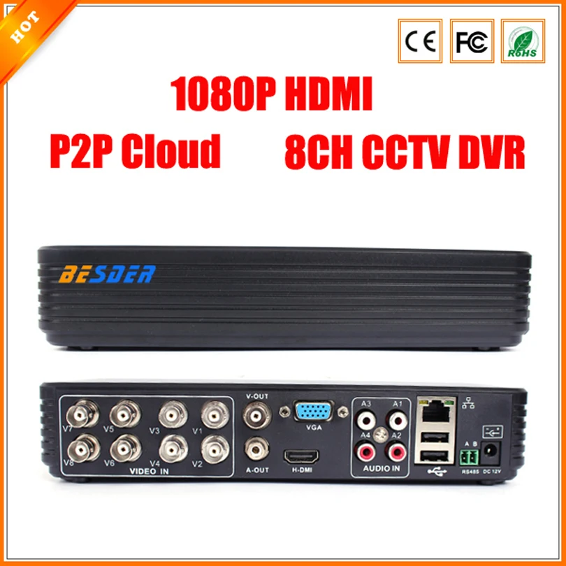 8CH DVR FULL D1 Автономный CCTV DVR рекордер с P2P облаком, мониторинг сети, мониторинг мобильного телефона