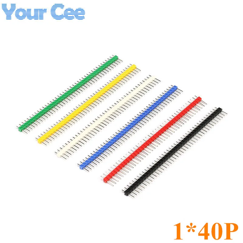 

2lot/12pcs 2.54mm Black + White + Red + Yellow + Blue + Green Single Row Male 1X40 1*40 Pin Header Strip