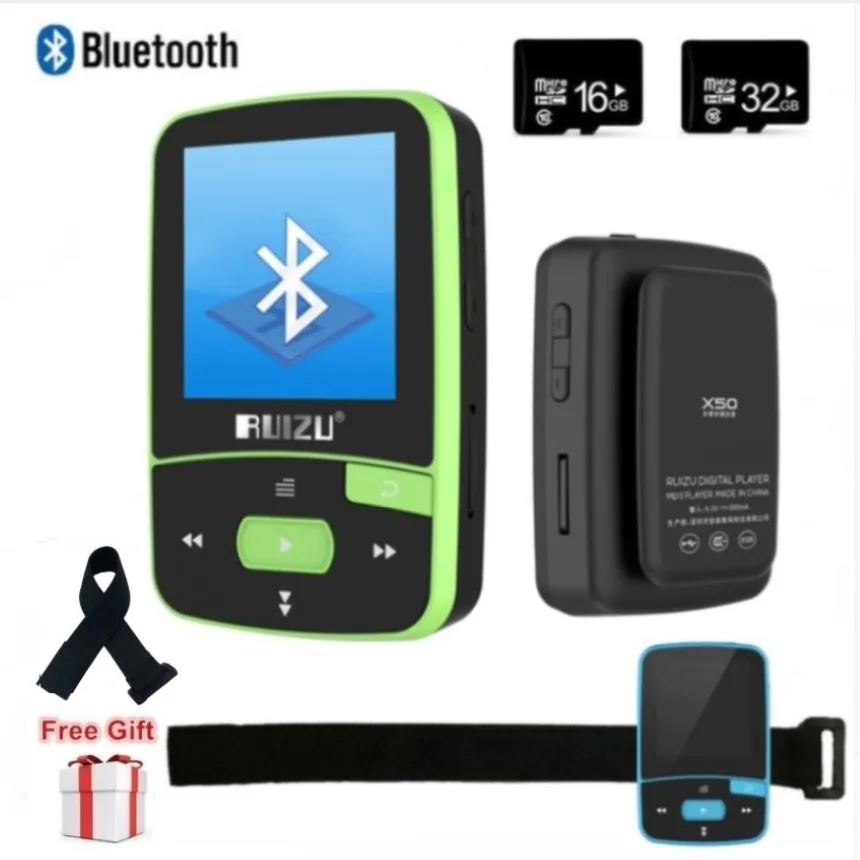 Спортивный Bluetooth MP4 плеер ruidu X50 8 ГБ, мини музыкальный mp4с поддержкой экрана FM, запись, электронная книга, часы, шагомер