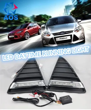 

2PCs/set car styling AUTO LED DRL Daylight Car Daytime Running lights set with fog lamp for Ford Focus 3 2012 2013 2014 2015