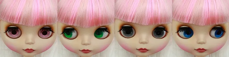 Кукла Nude Blyth для серий № 280BL136101062, шарнирное тело, Розовый микс, голубые и белые волосы с челкой, матовая кожа, фабрика Blyth