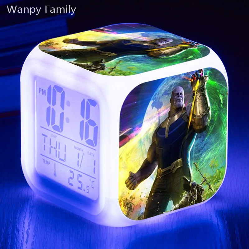 

[Wanpy Family] Superhero Avengers Alarm Clock For Children's Birthday Gift Bedside Desktop Color Changing Digital Alarm Clock