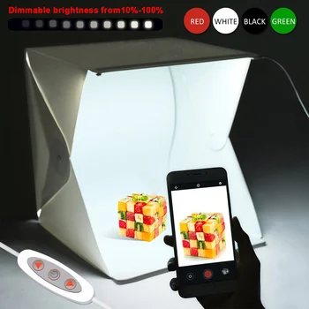 

Portable Photo Studio Shooting Tent,16 Inch Small Foldable LED Light Box Softbox Kit with 4 Colors Backdrops for Photography,