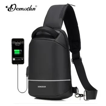 

New Nylon high quality Crossbody Bags Men USB Charging Chest Pack Trip Multifunction Bag Water Repellent Leisure Shoulder Bag