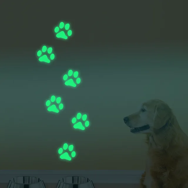 DIY Bedroom Living Room Children Room Luminous Stickers Dog Paw Prints