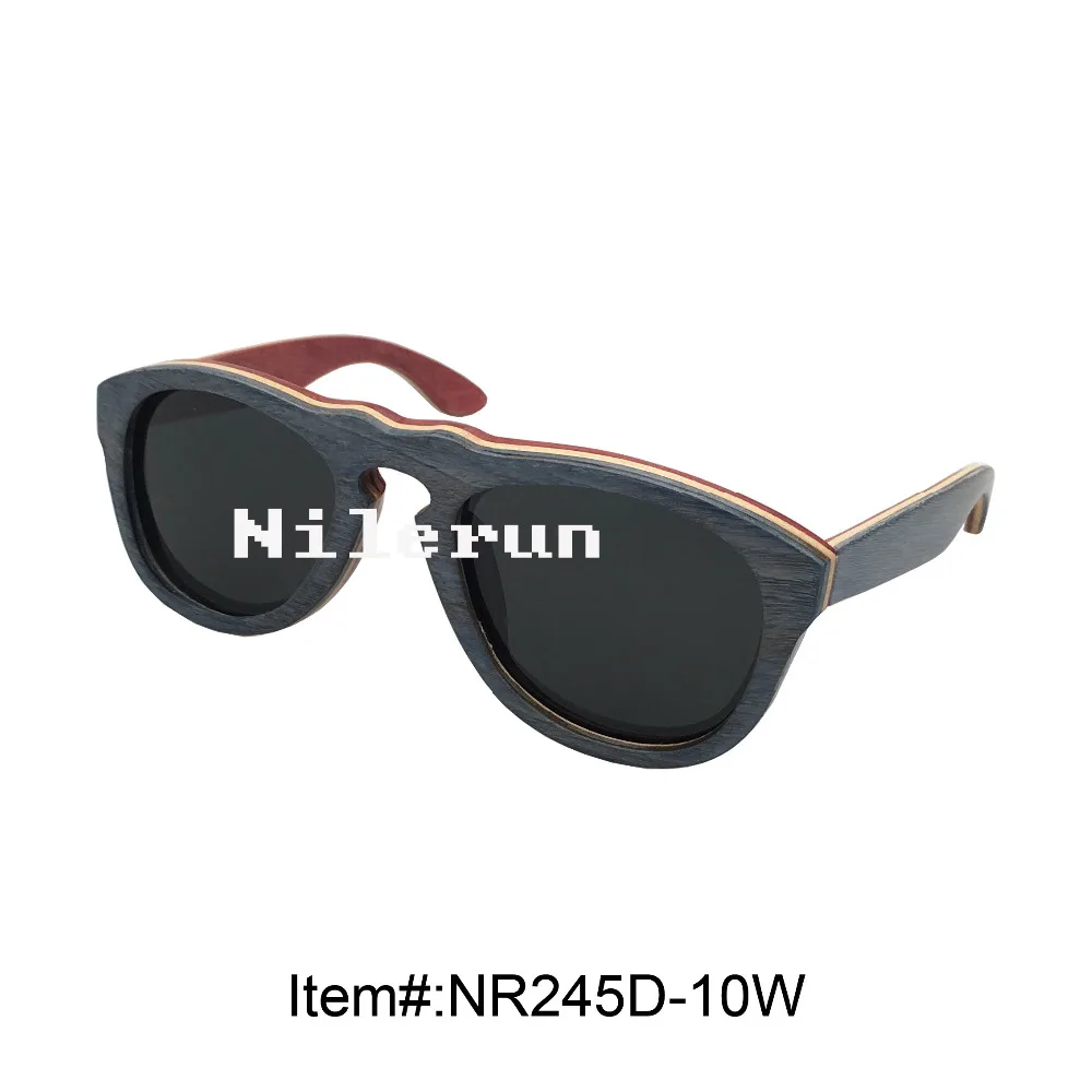 

light oval multi layer blue and red skateboard composite wood sunglasses