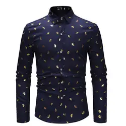 Краткое Стиль зрелый человек рубашка с принтом отложной воротник Мужской топы Бизнес повседневная одежда Лидер продаж бренд Для мужчин Blusa