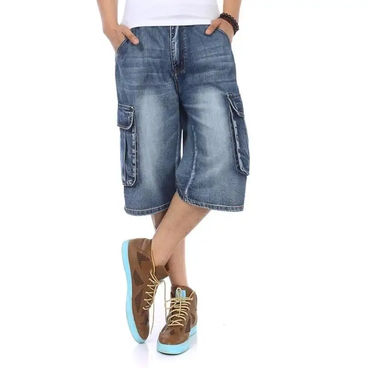 Большие размеры 40 42 44 46 Для мужчин s до середины икры Длина брюки Для мужчин джинсы летние джинсовые в стиле хип-хоп Для мужчин s шорты Для мужчин короткие Повседневное цвет синий, черный; Большие размеры 34–43 Джинсовые шорты