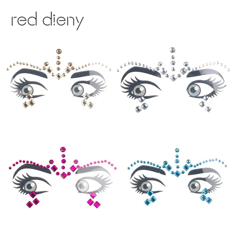 

Party Eye Tattoo Stickers Diy Eyebrow Face Body Art Adhesive Crystal Glitter Jewels Festival Makeup Shining Beauty Diamond Face