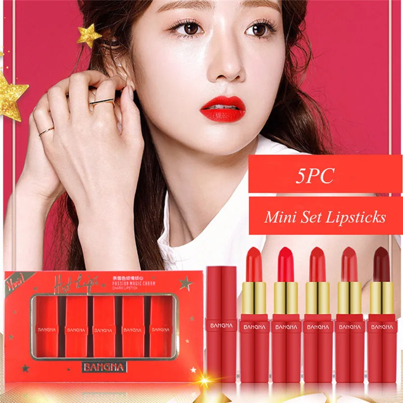 

5Color/Set Makeup Lip Lipstick Lasting Lip Gloss Waterproof Matte Velvet Wholesale barras de labios de larga duracion