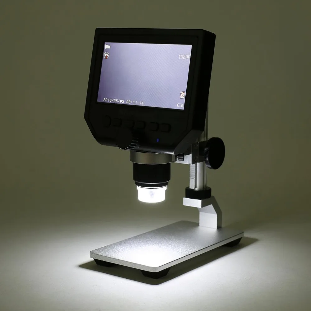 

G600 Portable 1-600X Continuous Magnification 4.3" LCD Display 3.6MP Electronic Digital Microscope with Adjustable Metal Stand