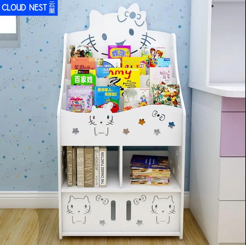 مزيج صورة بسيطة رف الكتب خزانة الكتب والصحف الهبوط رف الكرتون طالب صغير عرض الرف