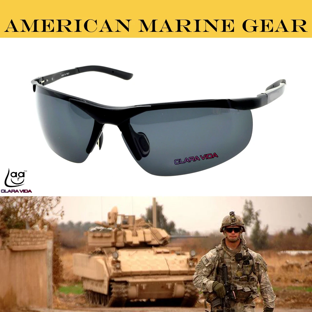 

=CLARA VIDA=AMERICAN MARINE GEAR POLARIZED ALUMINIUM MAGNESIUM ALLOY UV400 UV100% BATTLE FIELD SUNGLASSES