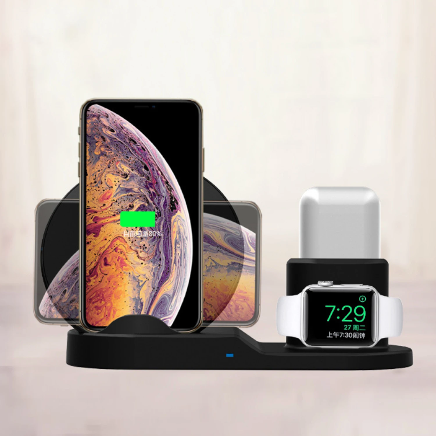 Besegad 3 в 1 7,5 Вт быстрая Беспроводная зарядная док-станция для iPhone XS Max 8 Plus X XR Apple Watch Series 1 2 3 4 Airpods