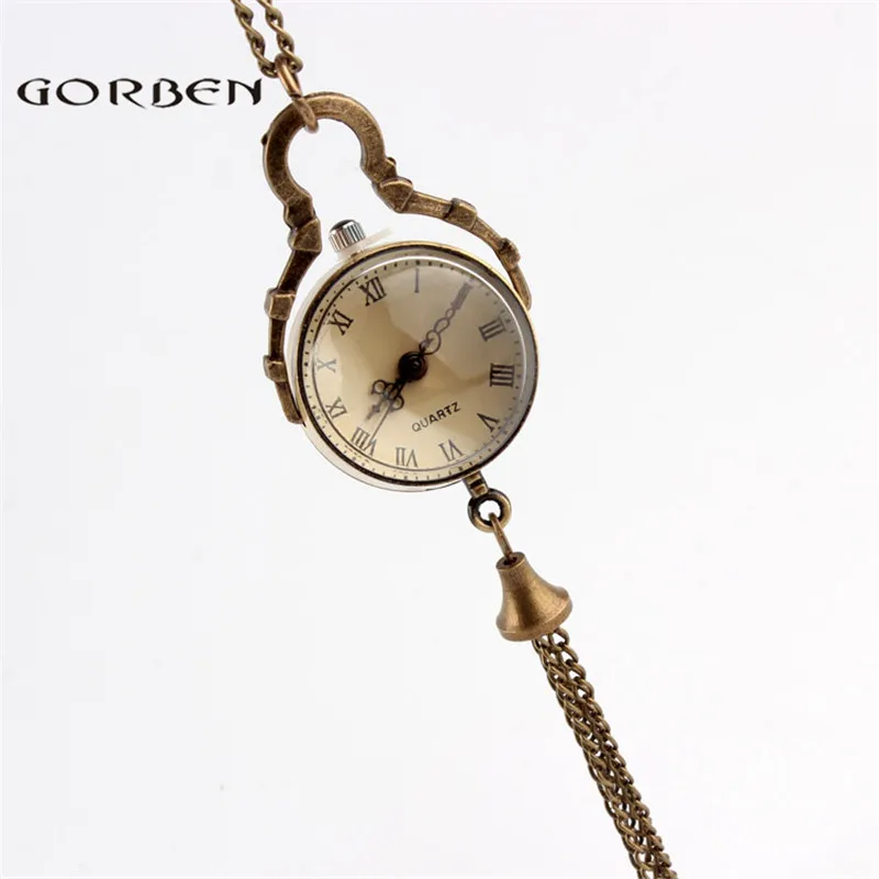 Small glass quartz pocket watch Roman numerals elegant women gifts new
