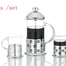 3 шт./компл. стеклянный чайник из нержавеющей стали для французских кафе кофе чай Перколятор фильтр Плунжер пресса ручной кофе Эспрессо чайник