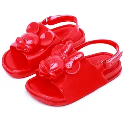 Melissa Twins Mini Микки Маус голова 2019 Новая летняя трехмерная обувь Новые прозрачные сандалии для девочек Нескользящие Детские сандалии для