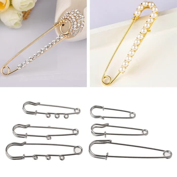 

10PCS Silver Brooch Findings Spring Lock DIY Looped Kilt Pins For Jewelry Making