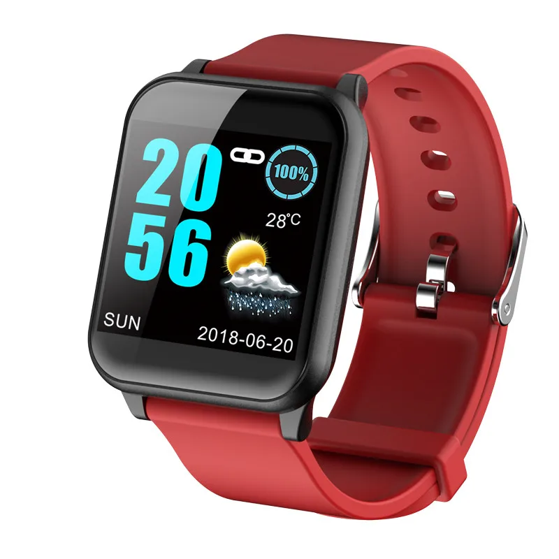Смарт-часы с Bluetooth, измеритель артериального давления, мужские, женские, умные часы, gps, спортивный трекер, часы, водонепроницаемые, для Android, Xiaomi - Цвет: Red