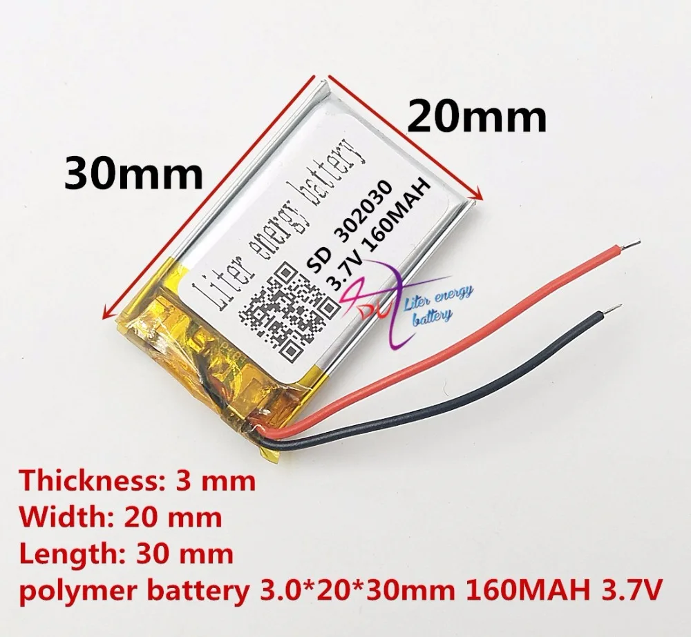 3,7 V литиевая батарея 302030 032030 160 мАч MP3 MP4 gps Bluetooth сотовый Аккумуляторы для игрушек